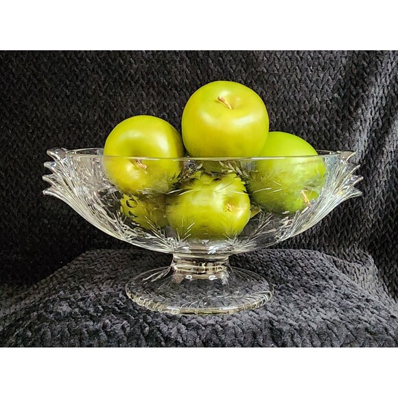 Rock Sharpe Crystal Anniversary Fruit Bowl – Elegant Glass Centerpiece, 1940s - Picture 2 of 15